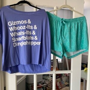 Disney Woman’s Blue and Green Women's Sleepwear Set